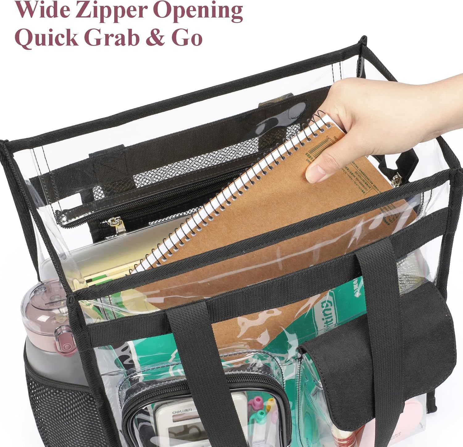 PACKISM Clear Tote Bag - Heavy Duty Transparent PVC School Bag for Girls | Large Size