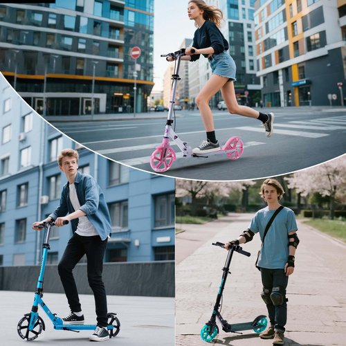 Kick Scooter for Kids Ages 8+ Teens & Adults, with Front handbrake and Rear Brake, and Adjustable Handlebars, Big Sturdy PU Flash Wheels Great Gift & Toy