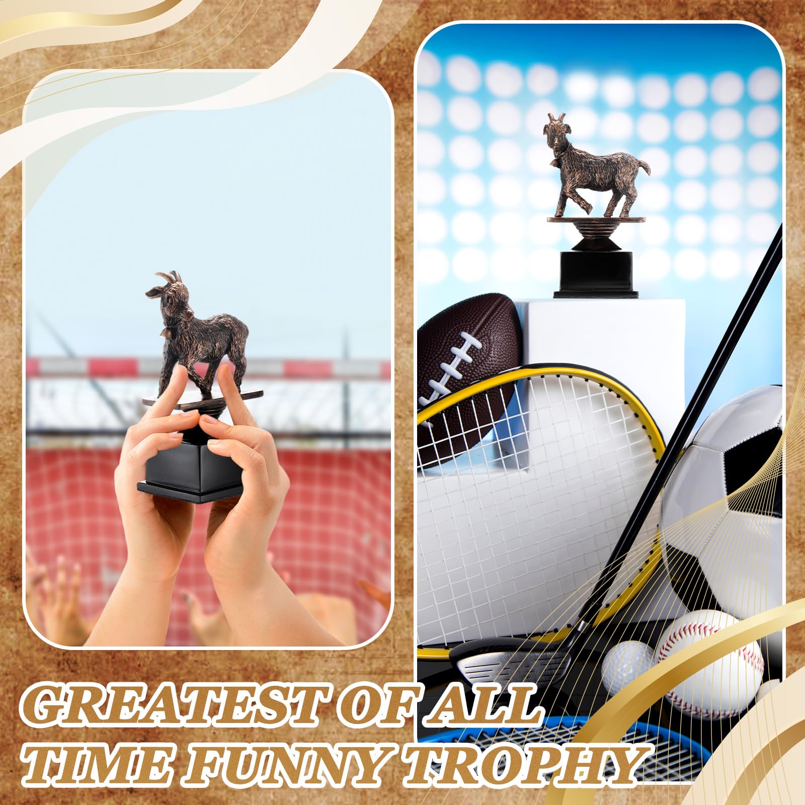 Zhengmy The Goat Trophy Award Funny Recognition Sculpture Trophy for Adults Unique Appreciation Gift Plaque for Sports Champion Winner, Teacher, Office, Employee, Coworkers, Friend