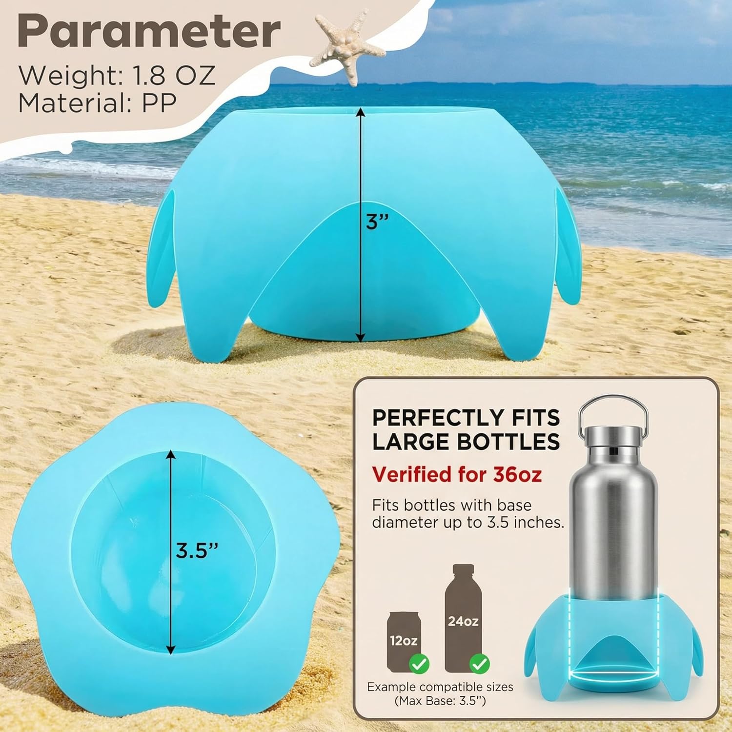 Uarzt Beach Vacation Essentials - 5-Pack Sand Coasters Drink Cup Holders | Multicolor Must-Haves for Summer Fun