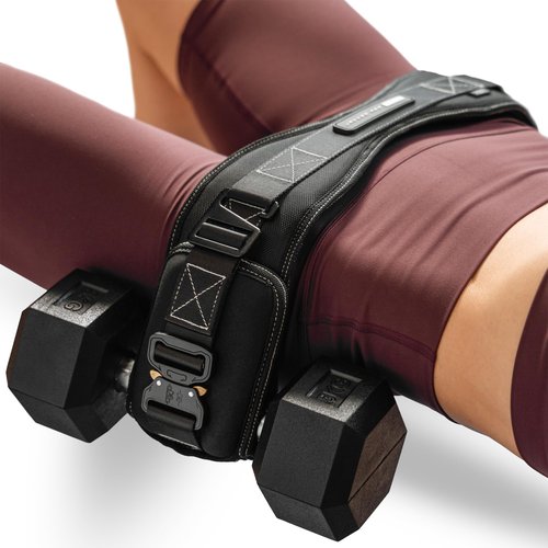 JAB Premium Hip Thrust Belt for Dumbbells & Kettlebells (Patented) - Heavy Duty Glute Training System for Home Gym, Fast Setup for Progressive Overload Without Barbell or Rack (Black)