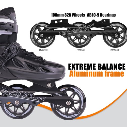 PAPAISON Adult Adjustable Inline Skates for Men Women with 3 100mm Wheels, Outdoor Blades Female Male Fitness Speed Racing Skates, Roller Skates for Teens Boys Girls
