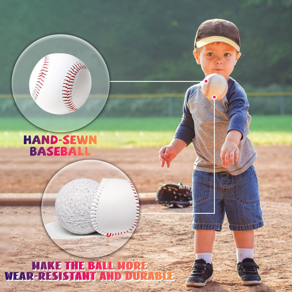 Skiennix Youth 12U Soft Leather Baseballs - 24 Count Durable Practice & Game Balls with Bucket