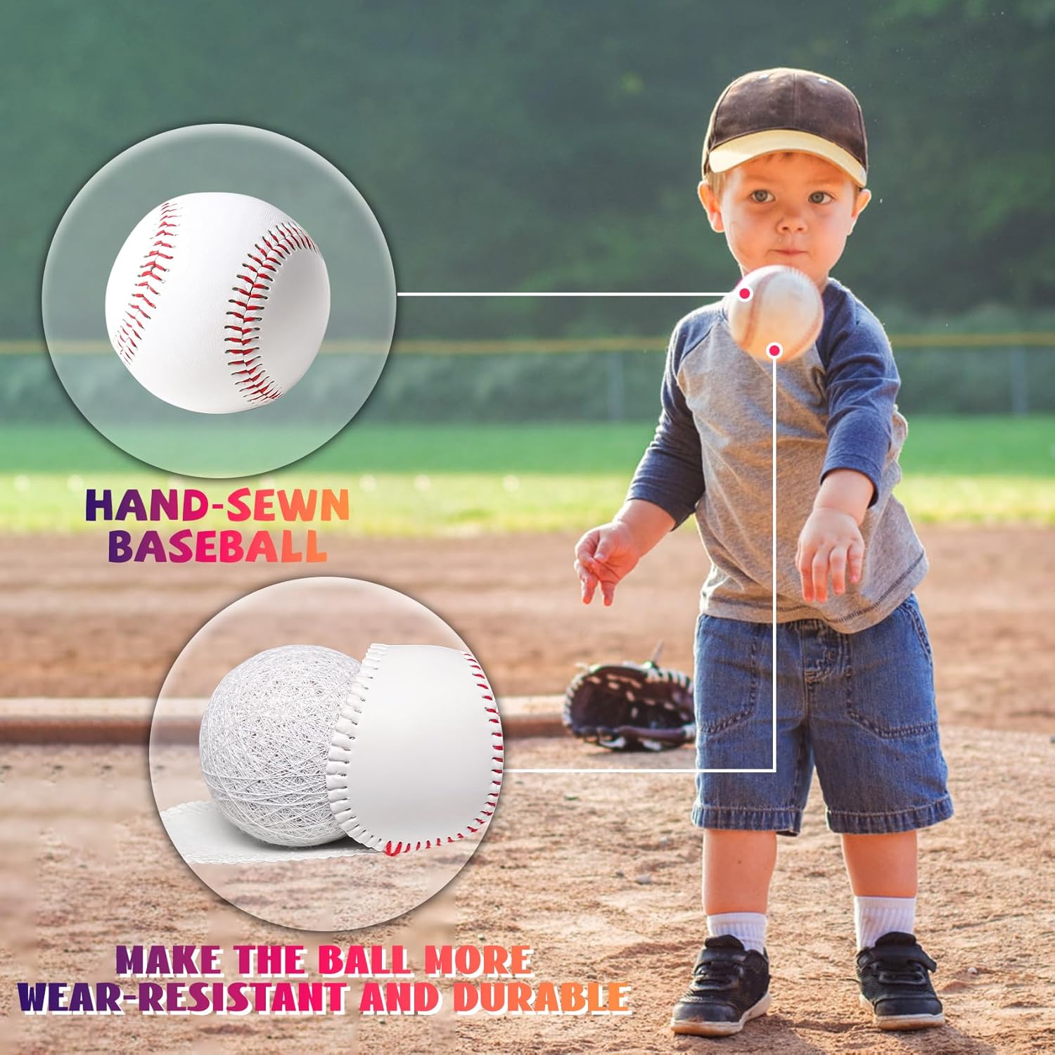 Skiennix Youth 12U Soft Leather Baseballs - 24 Count Durable Practice & Game Balls with Bucket