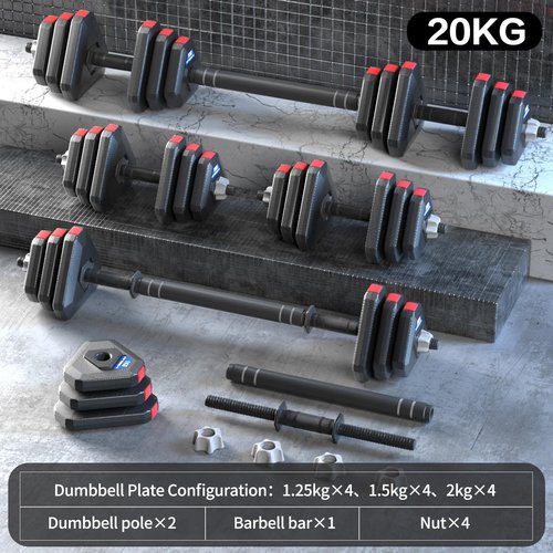 Adjustable Weight Dumbbell Set, 22LB/44LB/66LB Free Weights with Connector, 3 in 1 Dumbbells Barbell Set and Push Up Stand, Home Gym Fitness Exercises Suitable for Men Women (44)