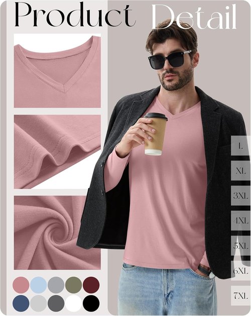 August Alley Men's Big and Tall Cotton Shirts - 10 Pack | Comfortable Fall Tops