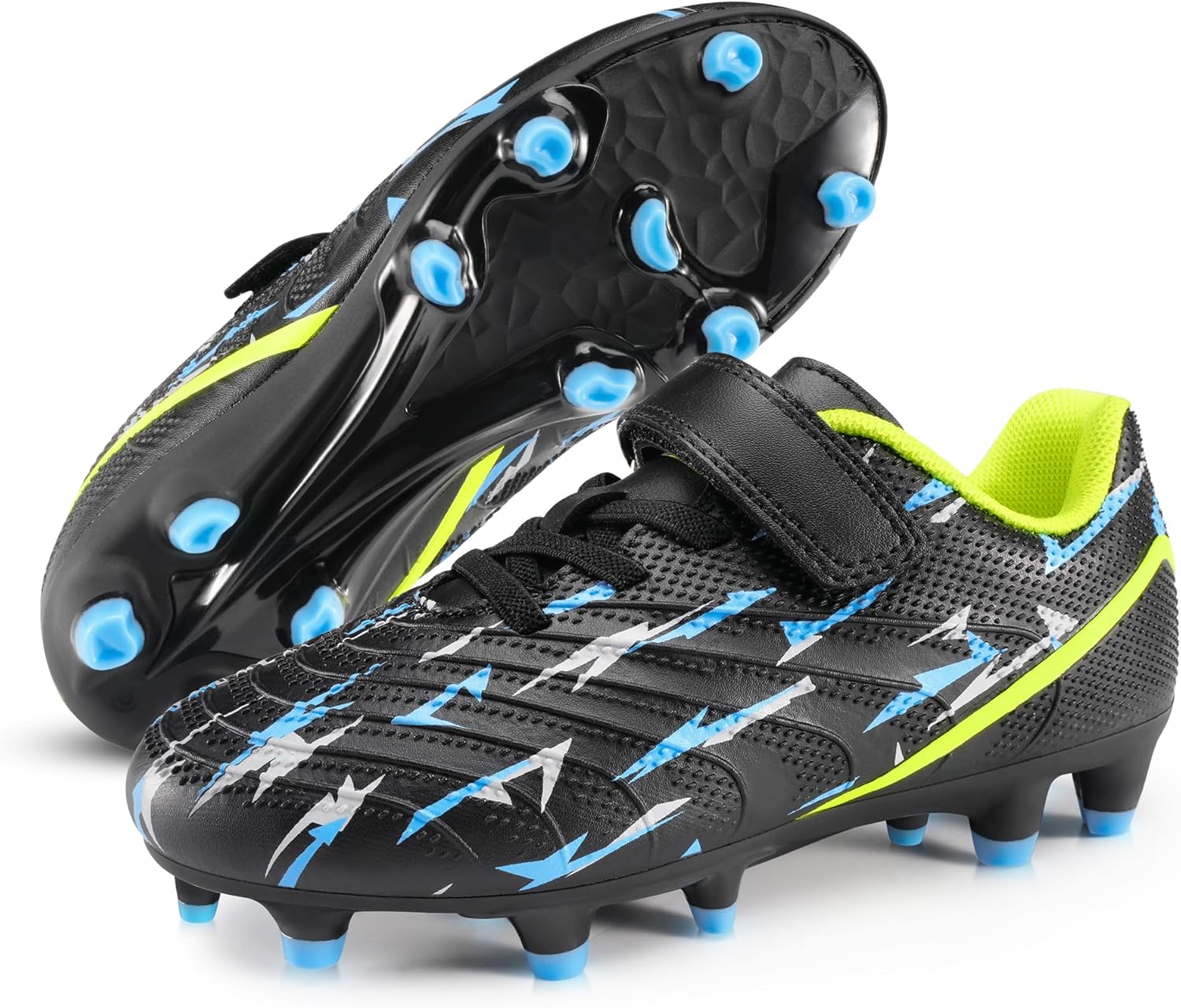 Stelle Soccer Cleats for Kids - Firm Ground Athletic Shoes with Lightning Pattern | Toddler to Big Kid Sizes