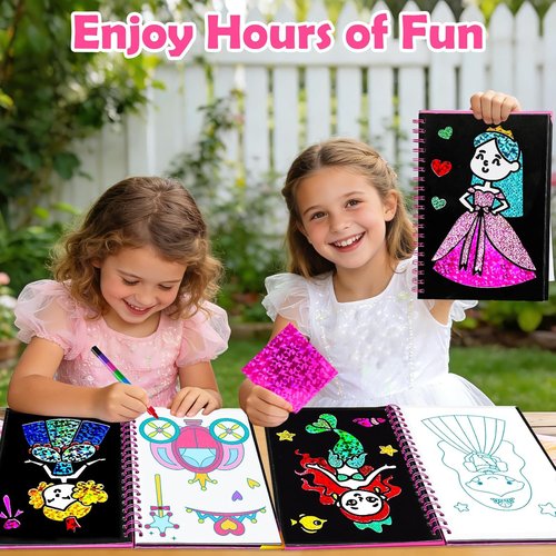 FunnyB&G Foil Art Crafts for Kids | Creative Birthday Gift for Girls Ages 4-8 - Perfect for Mother's Day