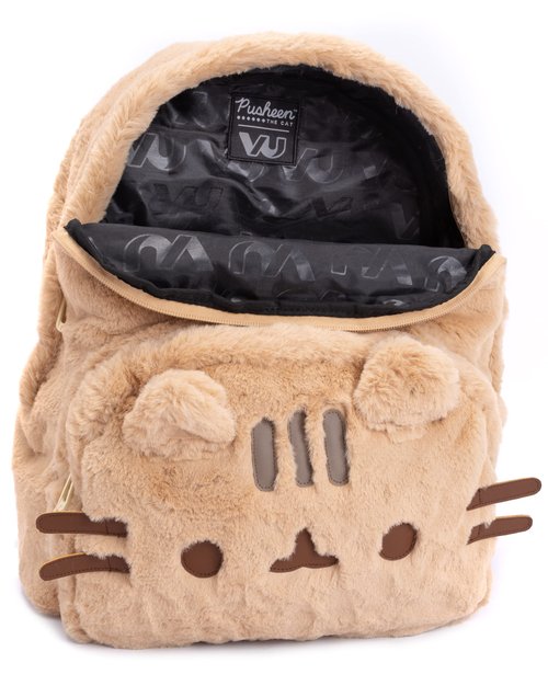 Pusheen Backpack Fur 3D Cat Beige Fluffy Rucksack 13.5"