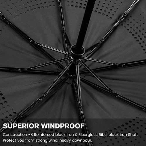 G4Free Windproof Travel Umbrella - 46-Inch Automatic Compact Design with Double Canopy & Fiberglass Frame