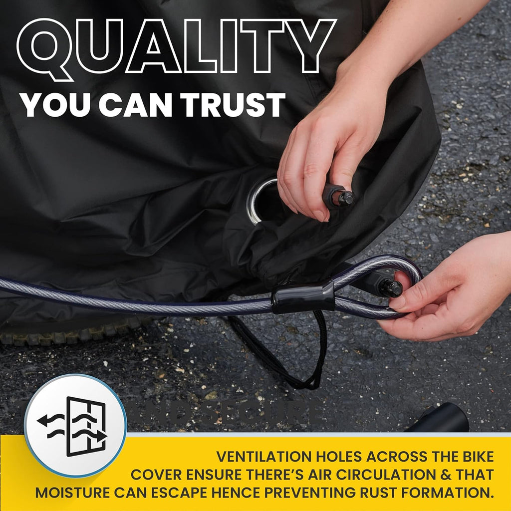 Skiennix Waterproof Bicycle Cover - Heavy Duty Ripstop Fabric for 1 or 2 Bikes | Anti-Theft Lock Holes
