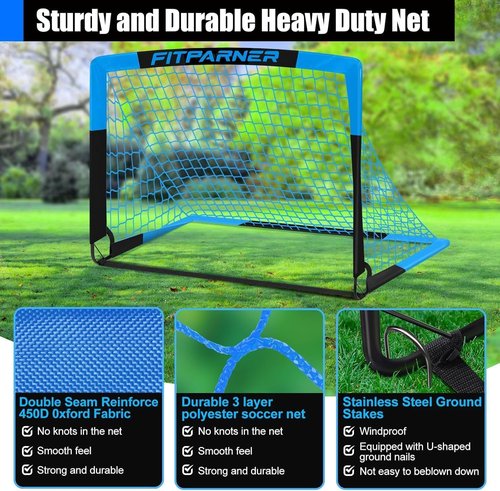Kids Soccer Goals - 2 Pack Portable Pop-Up Nets with Ball & Cones | Complete Training Kit for Ages 3-14