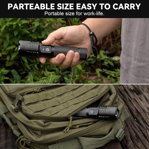 ALSTU Flashlight Rechargeable LED High Lumens - 99,000lm Super Bright Flash Light with 5 Modes, Waterproof Powerful Lintera for Home, Camping(2 Pack)