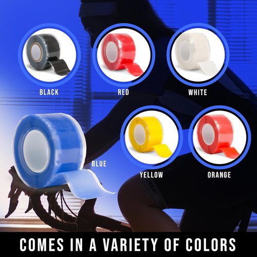 Domain Cycling - Bike Handlebar Tape - Self-Fusing Silicone Waterproofing Tape - 10 Ft Roll of Self-Bonding Handlebar Tape for Road Bike Repair Griptape Black - Handlebar Finishing Tape for Road Bike