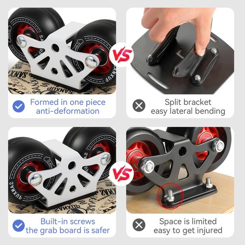 FreeSkates Portable Roller Road Drift Skates Plate, Maple Deck Anti-Skid Plate, Split Skateboard with PU Wheels, high-end Bearings(Black)
