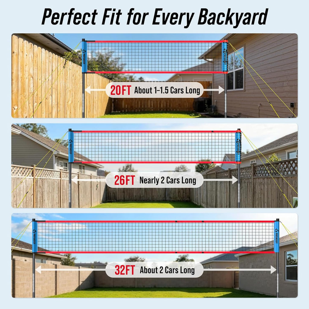 Volleyball Net Set by [Brand Name] - Adjustable Width & Height for Backyard or Beach | Complete with Pump, Scoreboard & Carry Bag