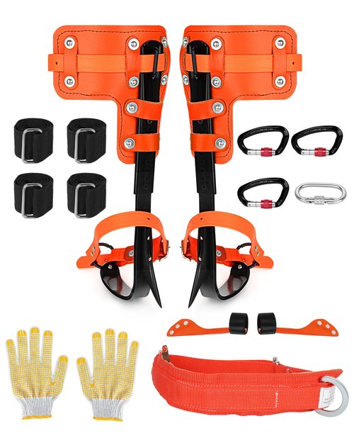 Tree Climbing Spikes Set, 350lbs Load Capacity,1 Pair Climbing Spurs, Tree Climbing Gear with Straps and Spike Protectors, Arborist Equipment for Climbers, Hunting, Lumberjack