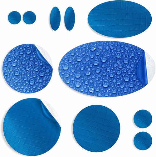 aZengear Repair Patches - Waterproof, Self-Adhesive for Jackets, Tents & More | 11 Pieces, Blue