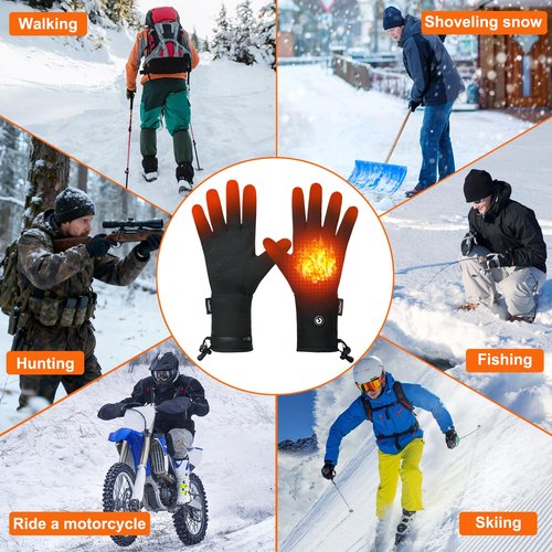 Heated Glove Liners for Men Women, Rechargeable Battery Electric Heated Gloves, Winter Warm Glove Liners for Arthritis Raynaud (Black, M)