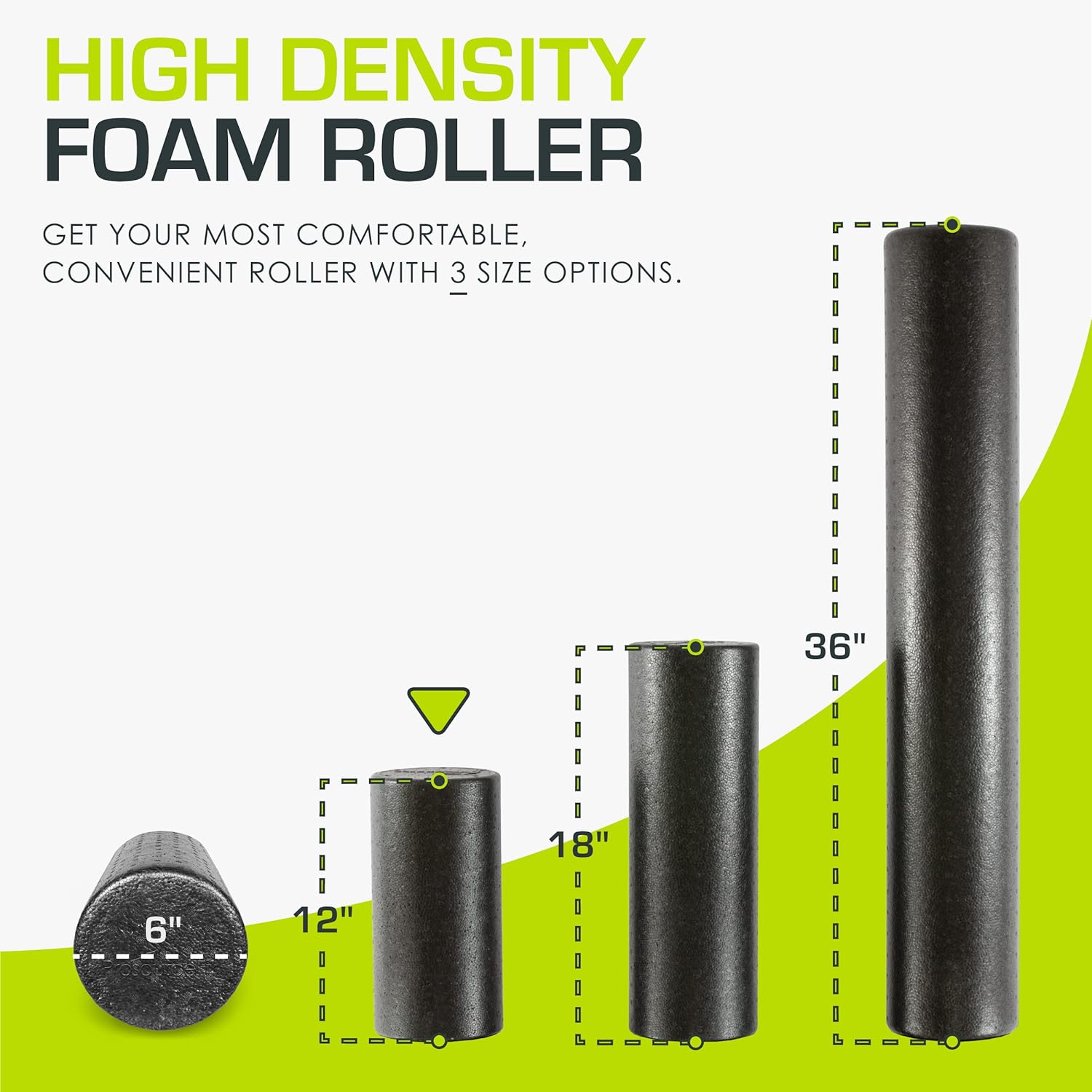 ProsourceFit High Density Foam Roller - 12-Inch Firm Massage Tool for Back Stretching & Muscle Recovery | Black