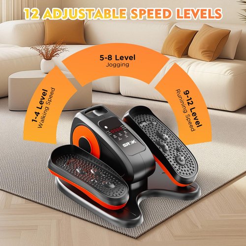 Upgraded Under Desk Elliptical Machine, Electric Ellipse Leg Exerciser for Seniors, Adjustable 12 Speed, Elliptical Stepper for Indoor, Compact Trainer with Remote Control