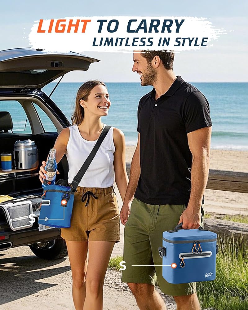 Blue Small 7-Can Soft Cooler Bag - Insulated Waterproof Lunch Box