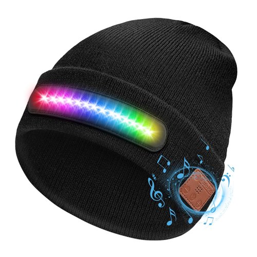 Stocking Stuffers for Adults Men, Bluetooth Beanie Hat with Light, Christmas Stocking Stuffers for Teen Boys, White Elephant Gifts for Adults Him Boyfriend Dad Husband, Gifts for Men Who Want Nothing