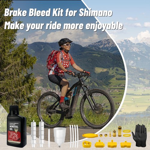 BIBOKLTIY Brake Bleed Kit for Shimano Hydraulic Disc Brake, Bike Hydraulic Brake Bleed Kit Including 150ML Mineral Oil Brake Fluid