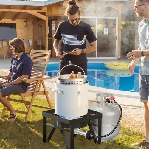 SKOK 200,000 BTUs High Pressure Single Burner Propane Camping Stove - Portable Outdoor Stove for Outdoor Cooking, Backyard, Picnic