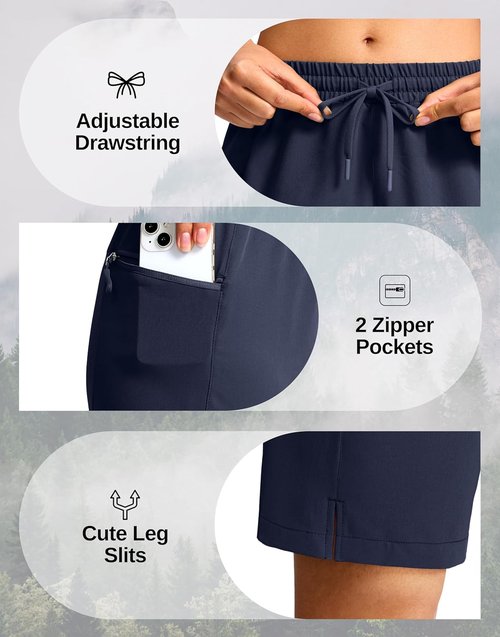 G Gradual Women's Hiking Shorts - Quick-Dry Lightweight Bermuda Cargo with 2 Zipper Pockets | Water-Resistant