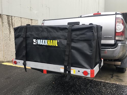 MaxxHaul 50912 Soft Shell Cargo Carrier Bag - Heavy Duty, Water Resistant, 47" x 20" x 20", Black with Tie Down Straps