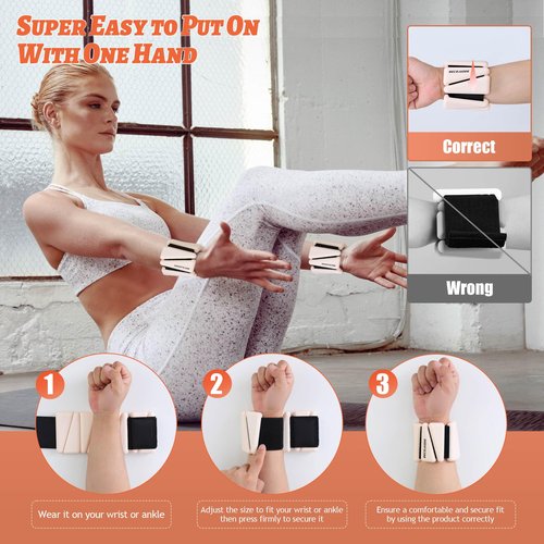 BECOJADDE Ankle Weights for Women Wrist Weights Set of 2 (2 lb Each) Adjustable Arm Leg Weight for Womens Men Suitable for Walking Swimming Running Pilates Yoga Gym, Cream Beige