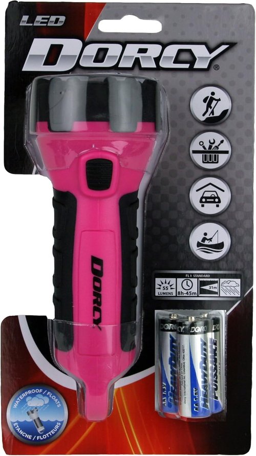 Dorcy 55 Lumen LED Flashlight - Water Resistant & Floating Design | Pink with Carabineer Clip