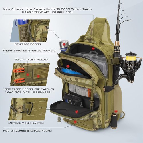 KastKing BlowBak Tactical Sling Tackle Bag - Lightweight Fishing Backpack for Gear Storage | Perfect Gift for Men