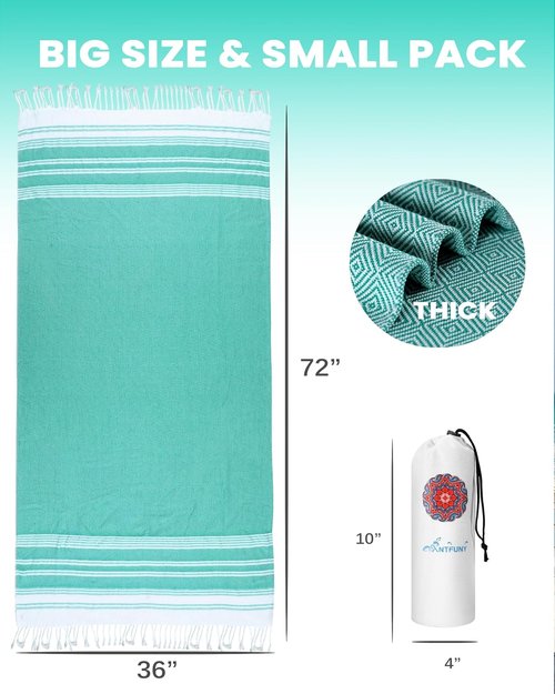 Antfuny Turkish Beach Towels - Quick-Dry Oversized Pool & Bath Towel | Lightweight, Sand-Repellent, Absorbent