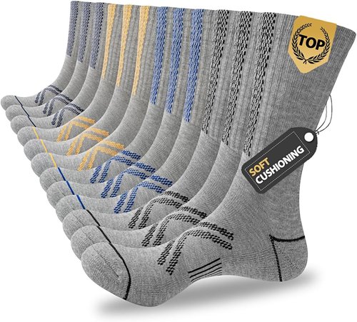 JOYNÉE Men's Athletic Crew Socks - Cushioned Comfort with Arch Support | 12 Pairs