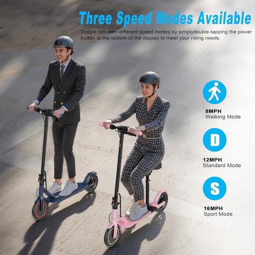 Electric Scooter - Folding E-Scooter for Adults with Seat | 350W Motor, 19MPH, 21-Mile Range
