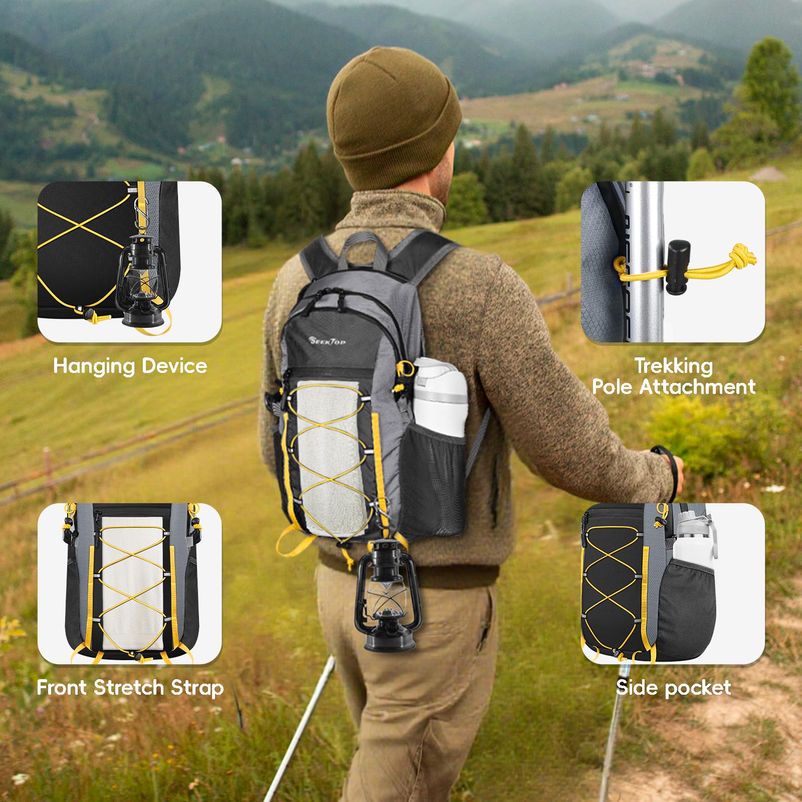 Seektop 20L Foldable Waterproof Hiking Backpack, Ultralight Small Lightweight Daypack Packable Backpack for Men Woman