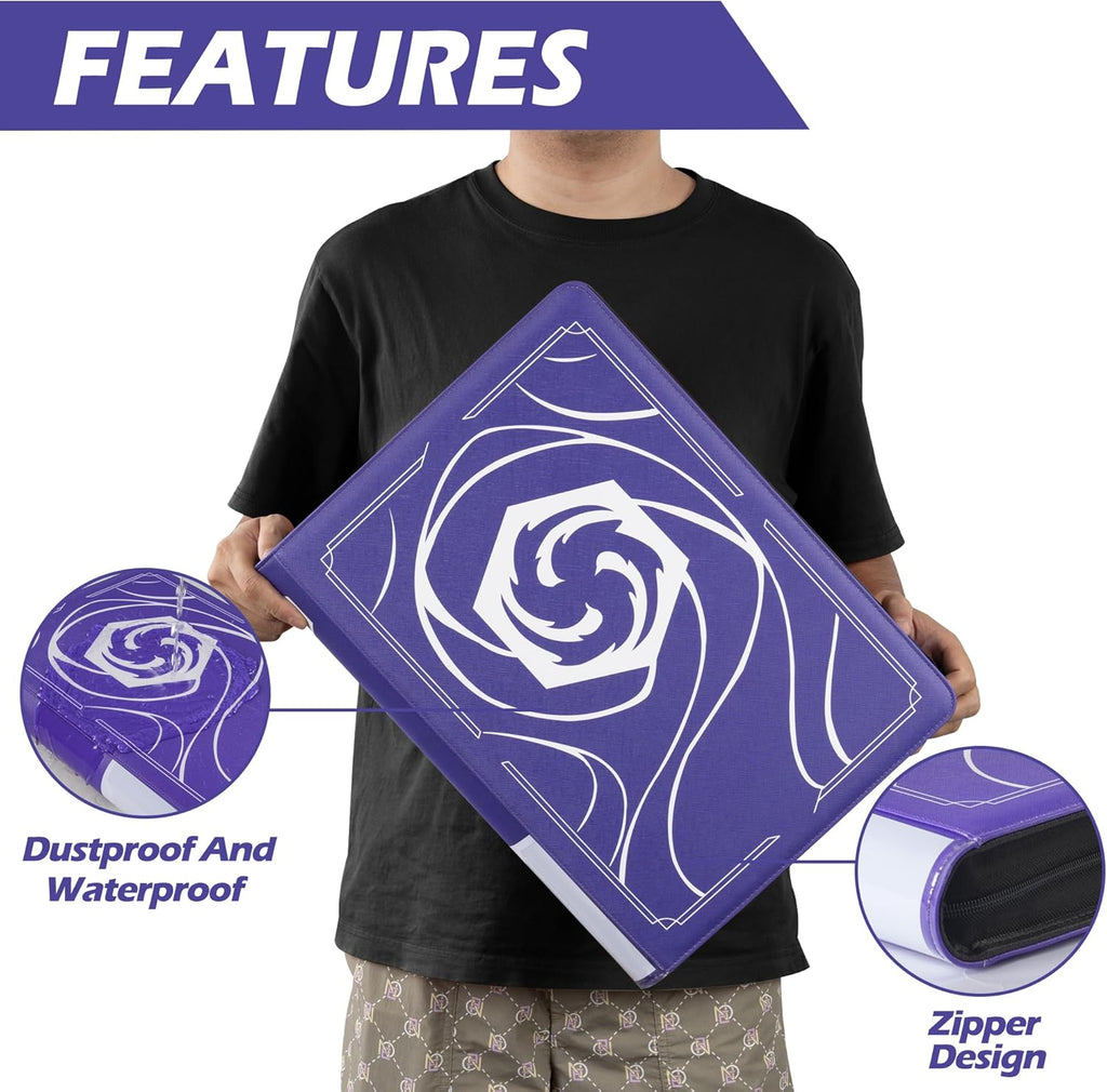 Skiennix Lorcana Card Binder - Premium 16 Pocket Trading Card Album in Classic Purple for 1024 Cards