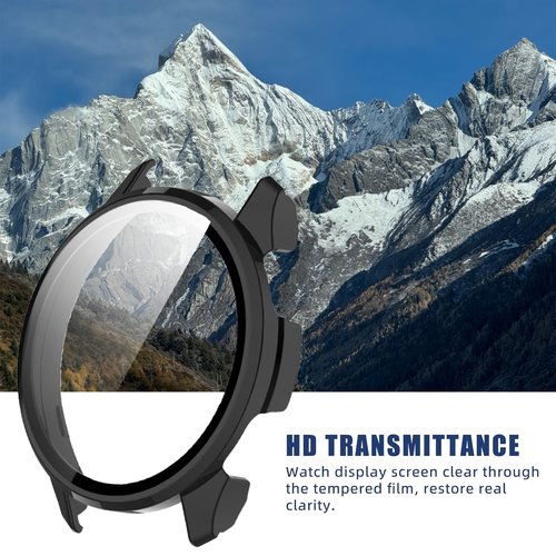 Compatible for Garmin Approach S50 Case, Lamshaw Hard PC Case with Tempered Glass Screen Protector Compatible with Garmin Approach S50 (2 Pack-Black+Black)