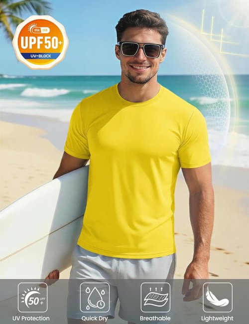 MAGCOMSEN Men's UPF 50+ Quick-Dry Athletic T-Shirt - Ideal for Running & Swimming, Comfortable Fit