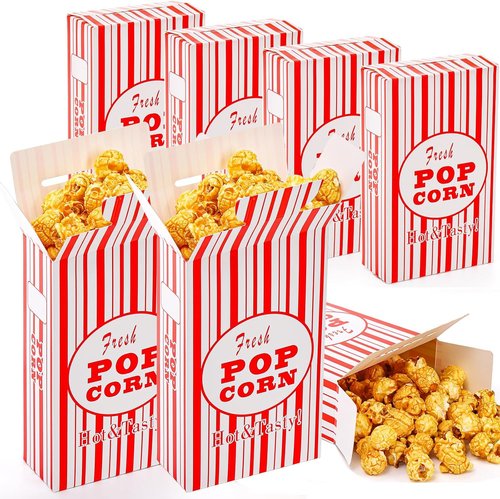 Bekith 100 Pack Popcorn Boxes - Close-Top Containers for Movie Nights & Parties