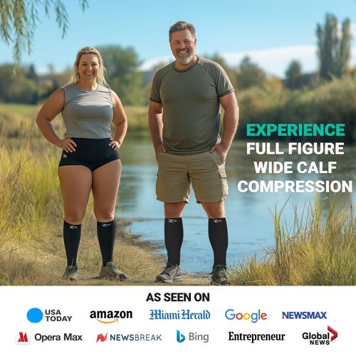 Zeta Wear 3 Pair Plus Size Compression Socks Open Toe for Women & Men | 15-19 mmHg Wide Calf Support - Fits Up to 26" Legs | Relief for Swelling, Varicose Veins, Pregnancy, Nurses, Travel