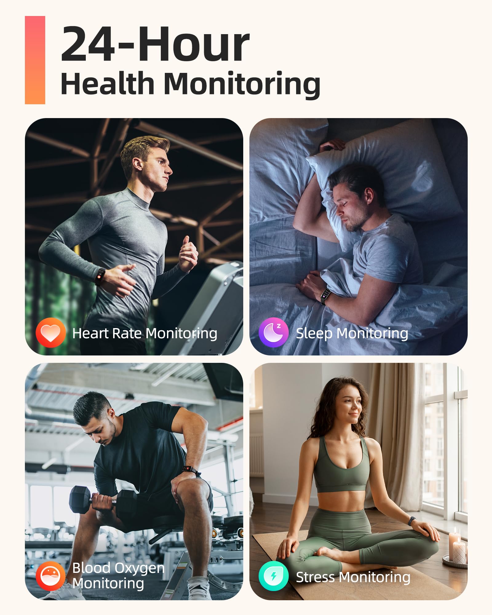 Parsonver 5ATM Waterproof Fitness Tracker, Swimming Smart Watch with Step Counter, Stopwatch, Pedometer, 24/7 Heart Rate/Blood Oxygen/Sleep Monitor, 110+ Sport Modes Fitness watch for Women Men, Black