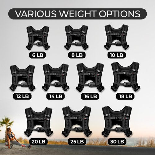 AmStaff Fitness Weighted Vest - Weight Vest for Running, Strength Training & Muscle Building, Features Reflective Stripe for Safe Outdoor Workouts (12lbs, Black)
