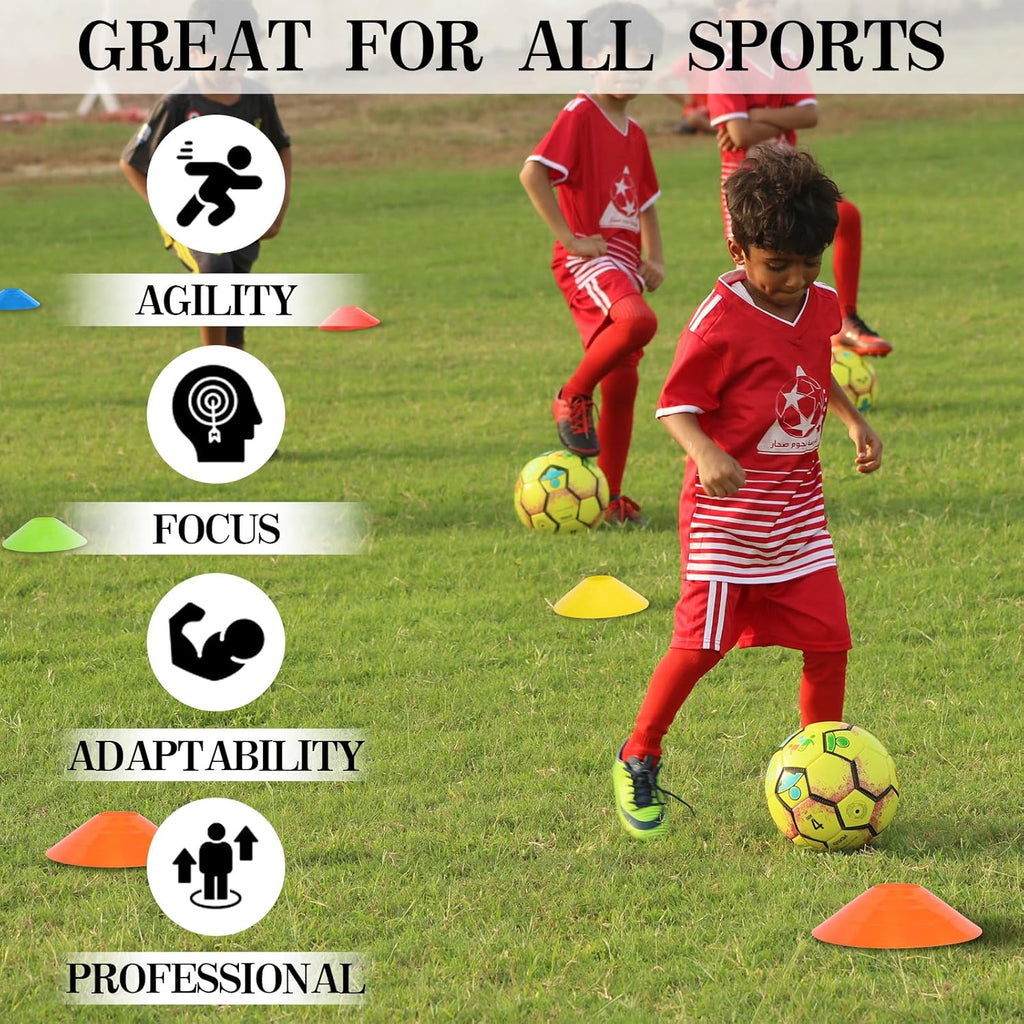 Soccer Cones - 15/25/30/50 Pack with Mesh Bag & Strap | Agility Cones for Training & Drills
