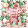 Regine Switzerland Birthday Decorations - Retro Rose Gold & Sage Green Party Décor Set | Balloons, Banners & More