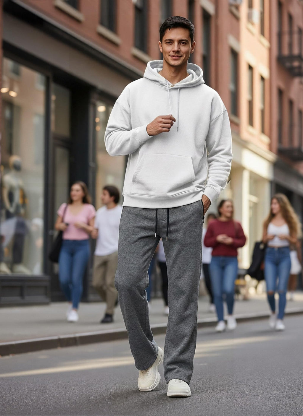 QIUDAOHENG Mens Sweatpants Drawstring Knit Workout Jogger Open Bottom Sweatpants for Men with Zipper Pocket Size S-3XL Dark Gray