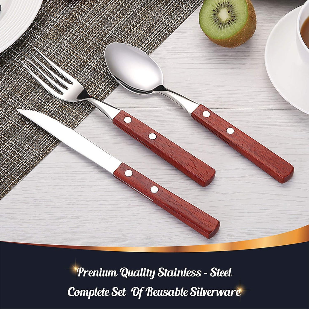 Skiennix Stainless Steel Travel Utensils Set - Eco-Friendly 3-Piece Fork & Spoon with Case