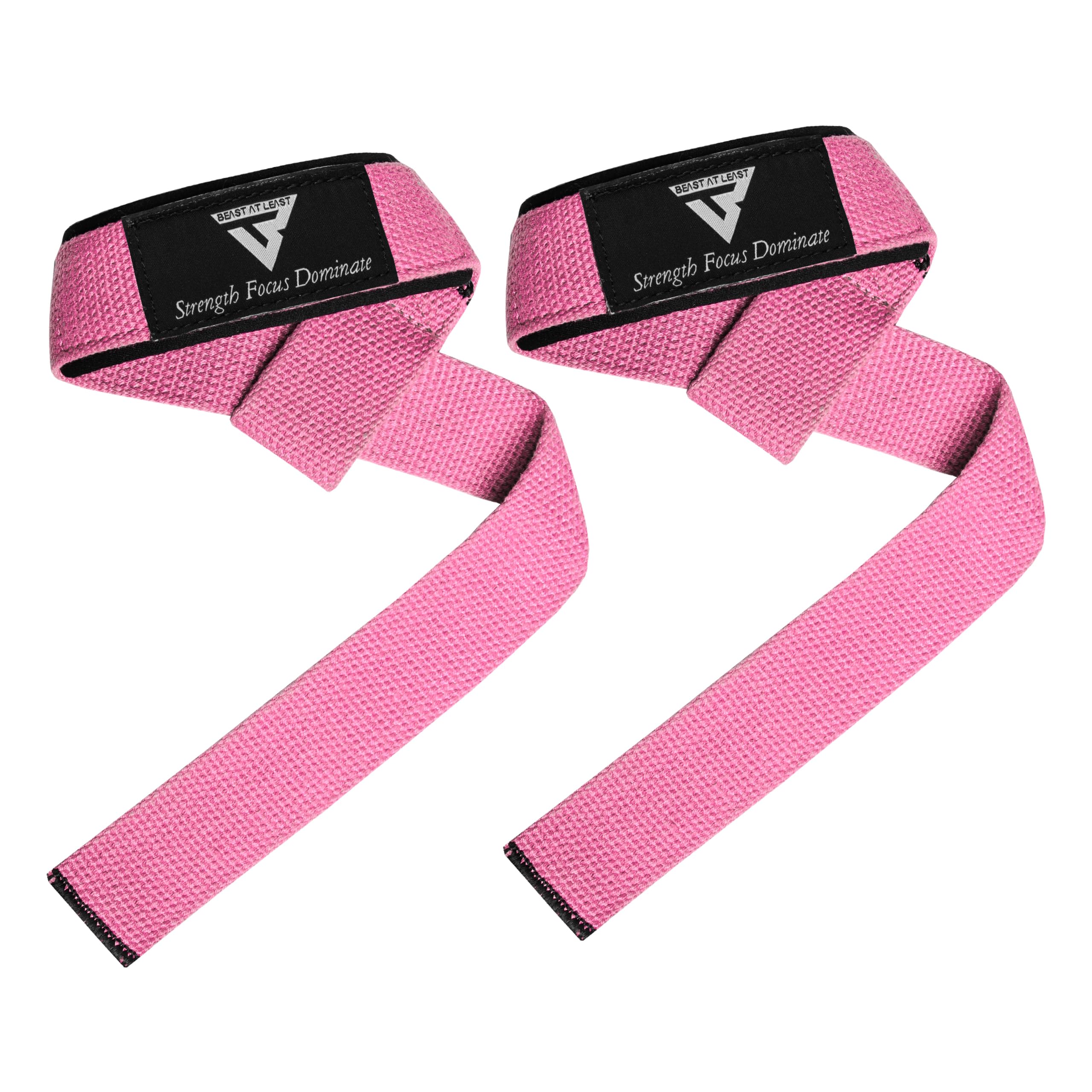 Weight Lifting Straps for Women, Powerlifting Deadlifting, Anti Slip 60cm Hand Bar Grip, 5mm Neoprene Wrist Support, Heavy Duty Weightlifting Bodybuilding Workout (Pink)